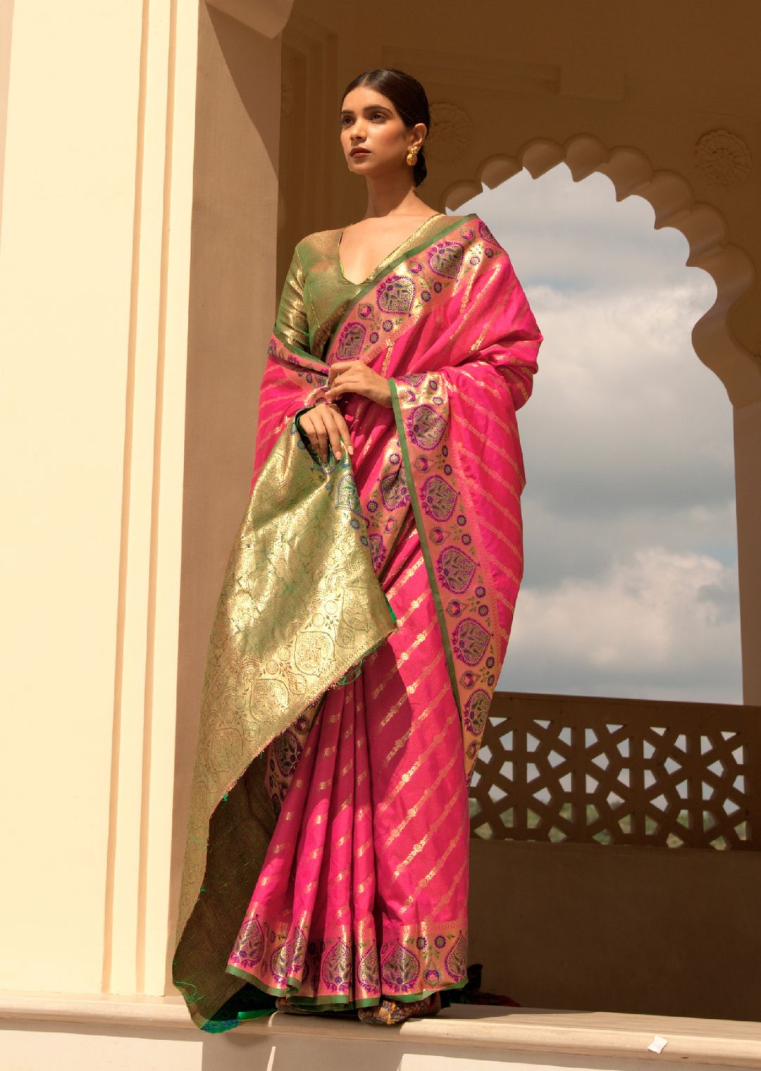 Magenta Pink Woven Traditional Patola Silk Saree