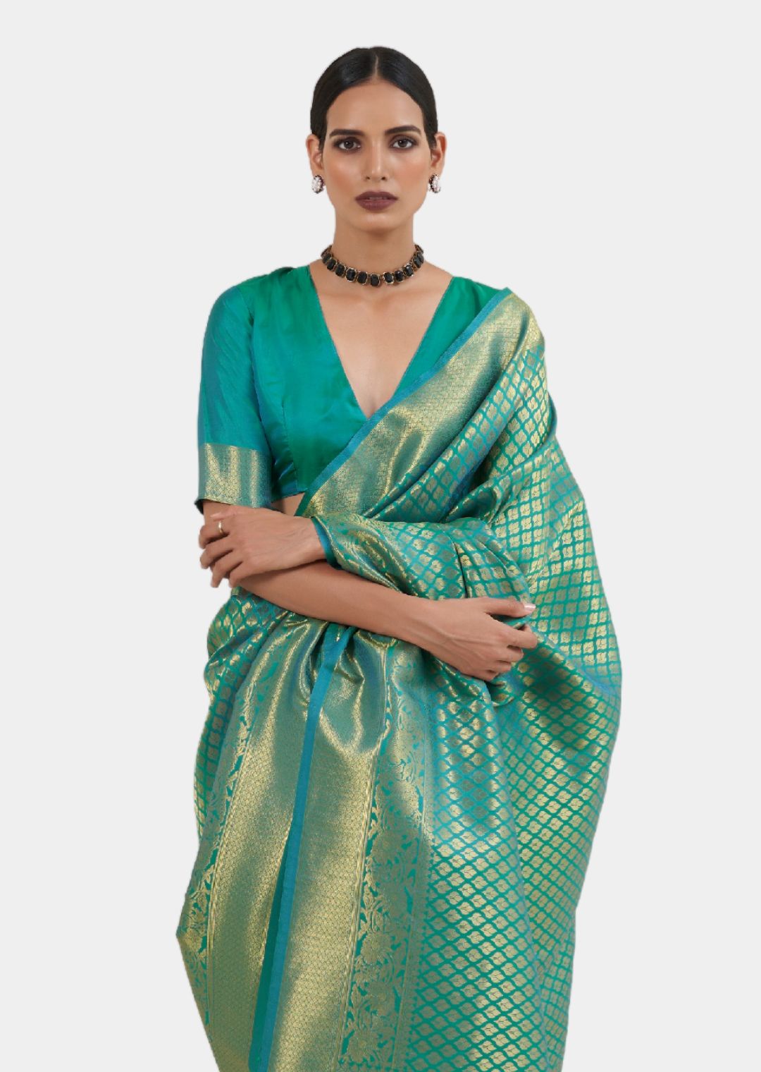 Peacock Green Hand Woven Kanjivaram Silk Saree