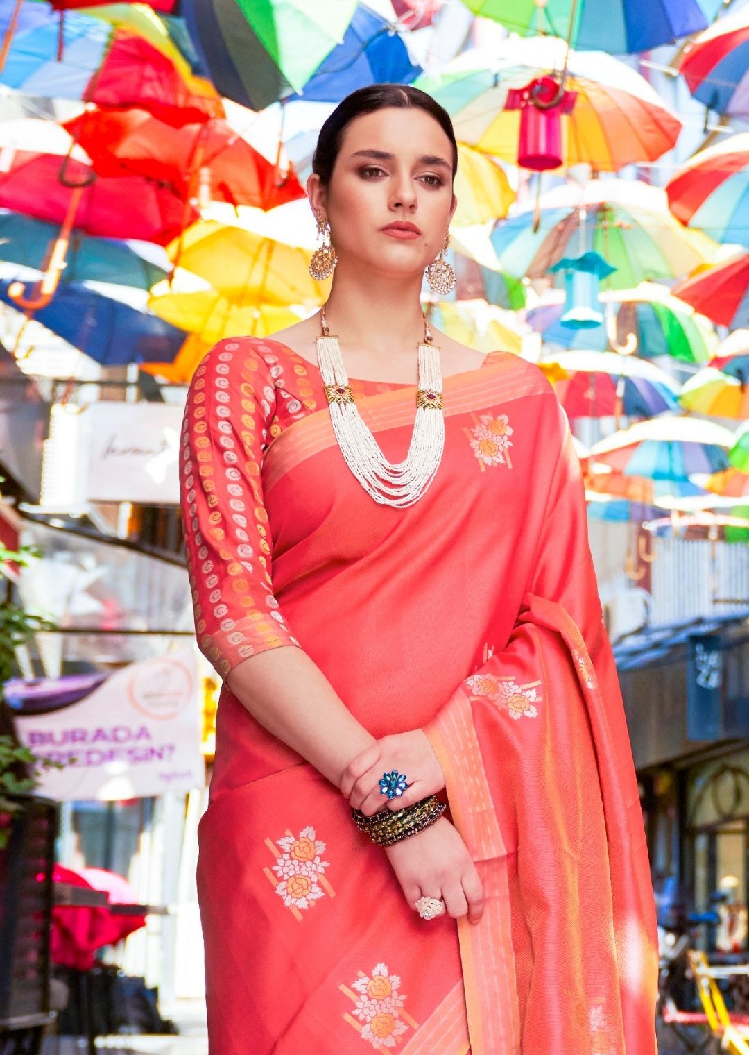 Sunrise Orange Hand Woven South Soft Silk Saree