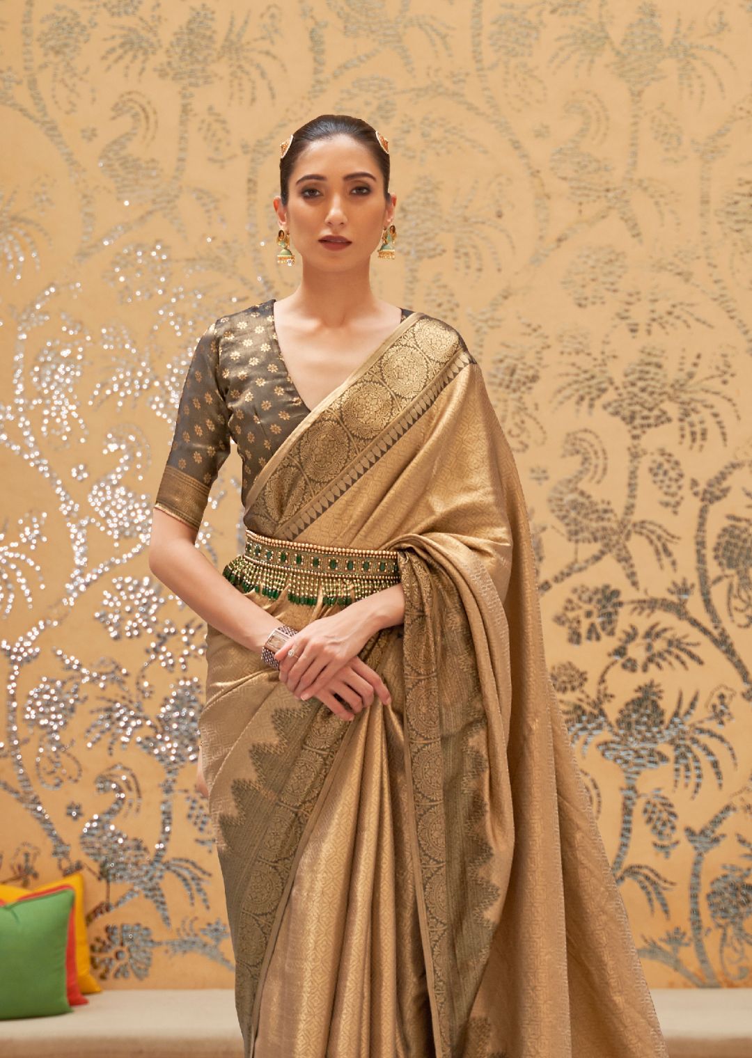 Golden Woven Handloom Zari Silk Saree