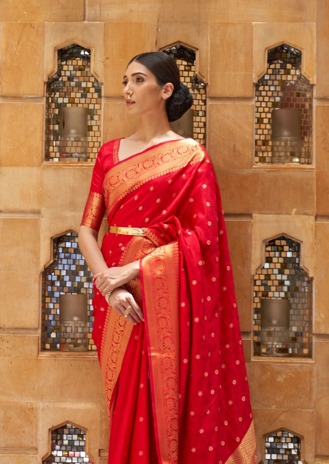 Red Woven Handloom Zari Silk Saree