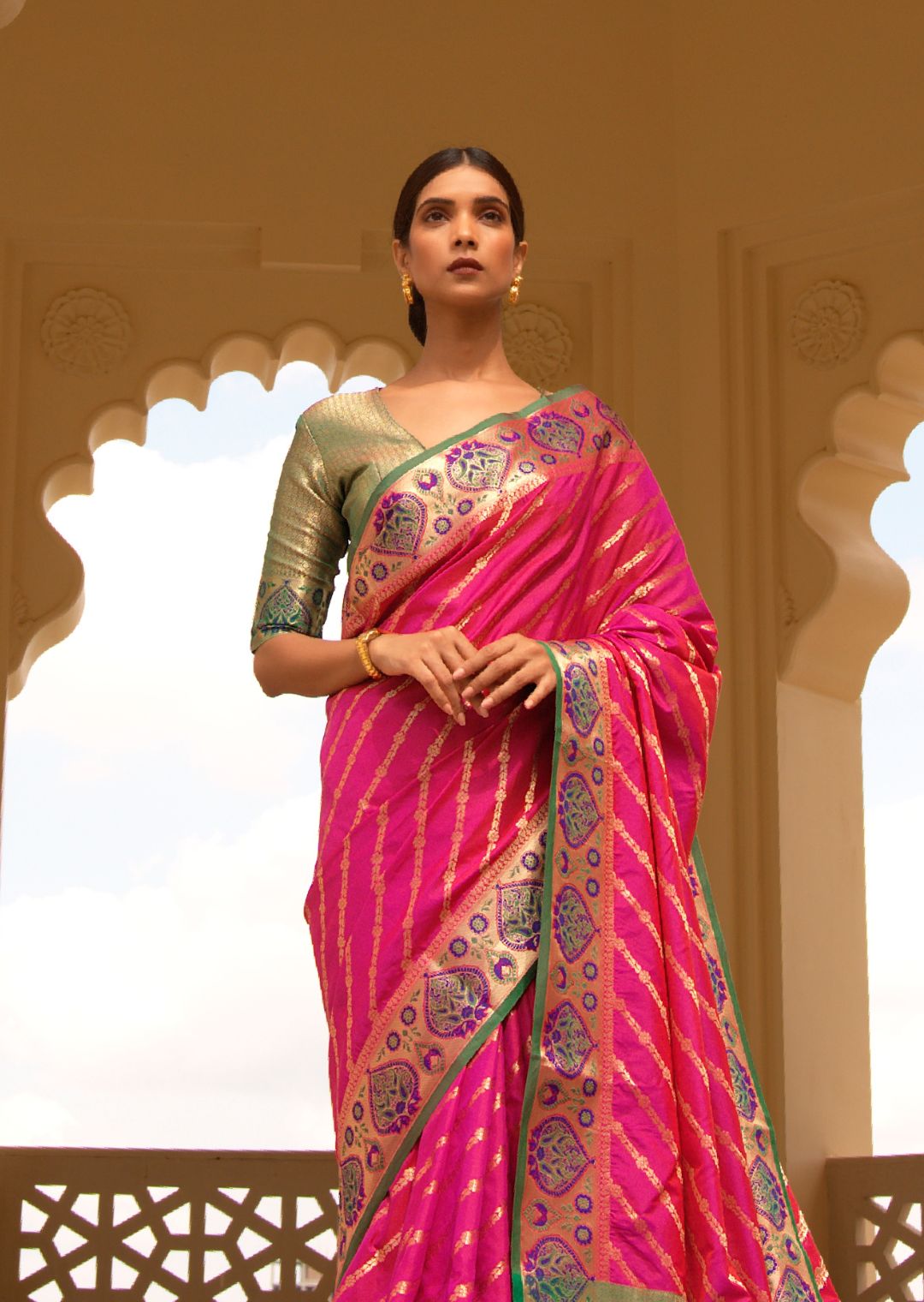 Magenta Pink Woven Traditional Patola Silk Saree