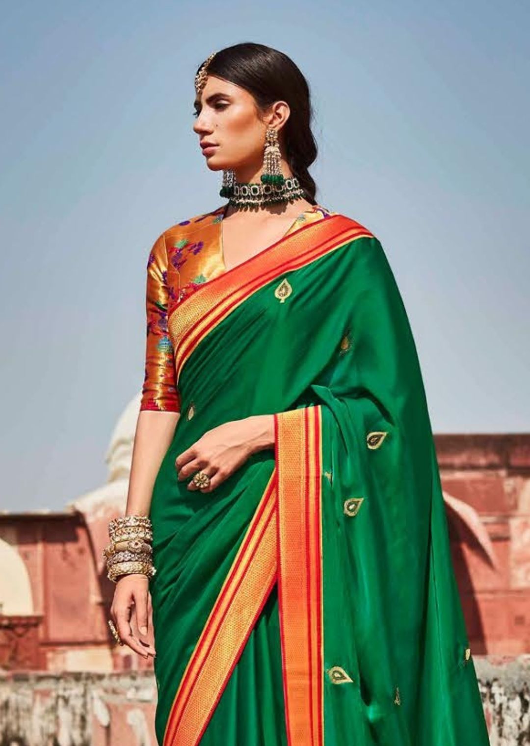 Green Woven Traditional Ilkal Banarasi Paithani Silk Saree