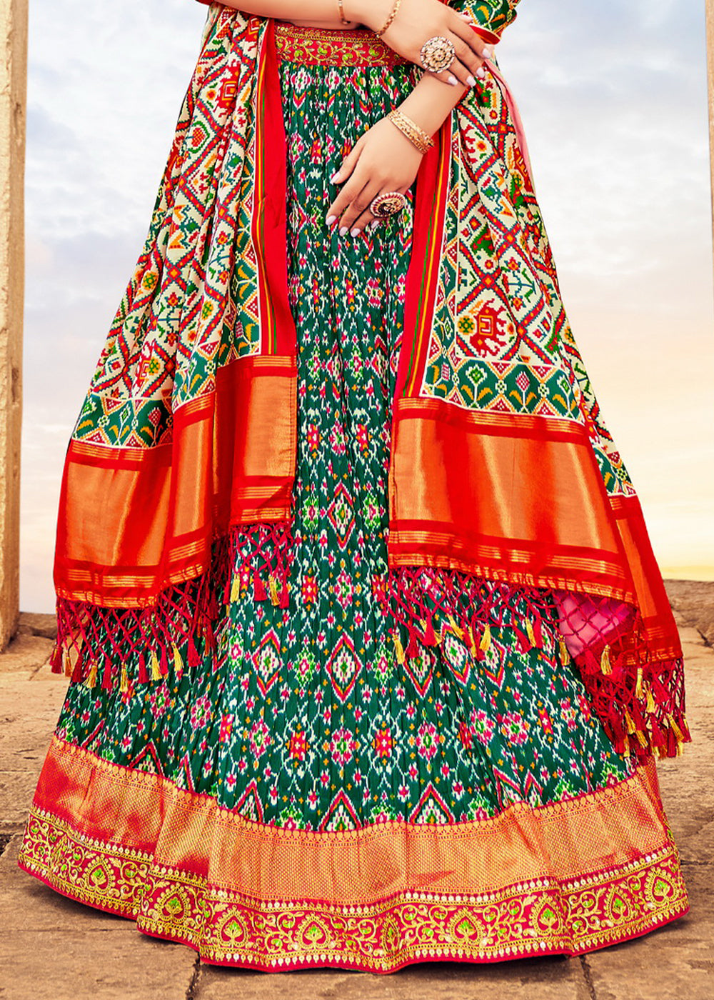 Red Bold And Beautiful: Pleated Lehenga For Women