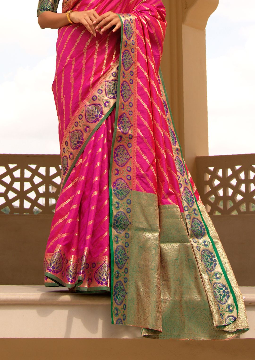 Magenta Pink Woven Traditional Patola Silk Saree