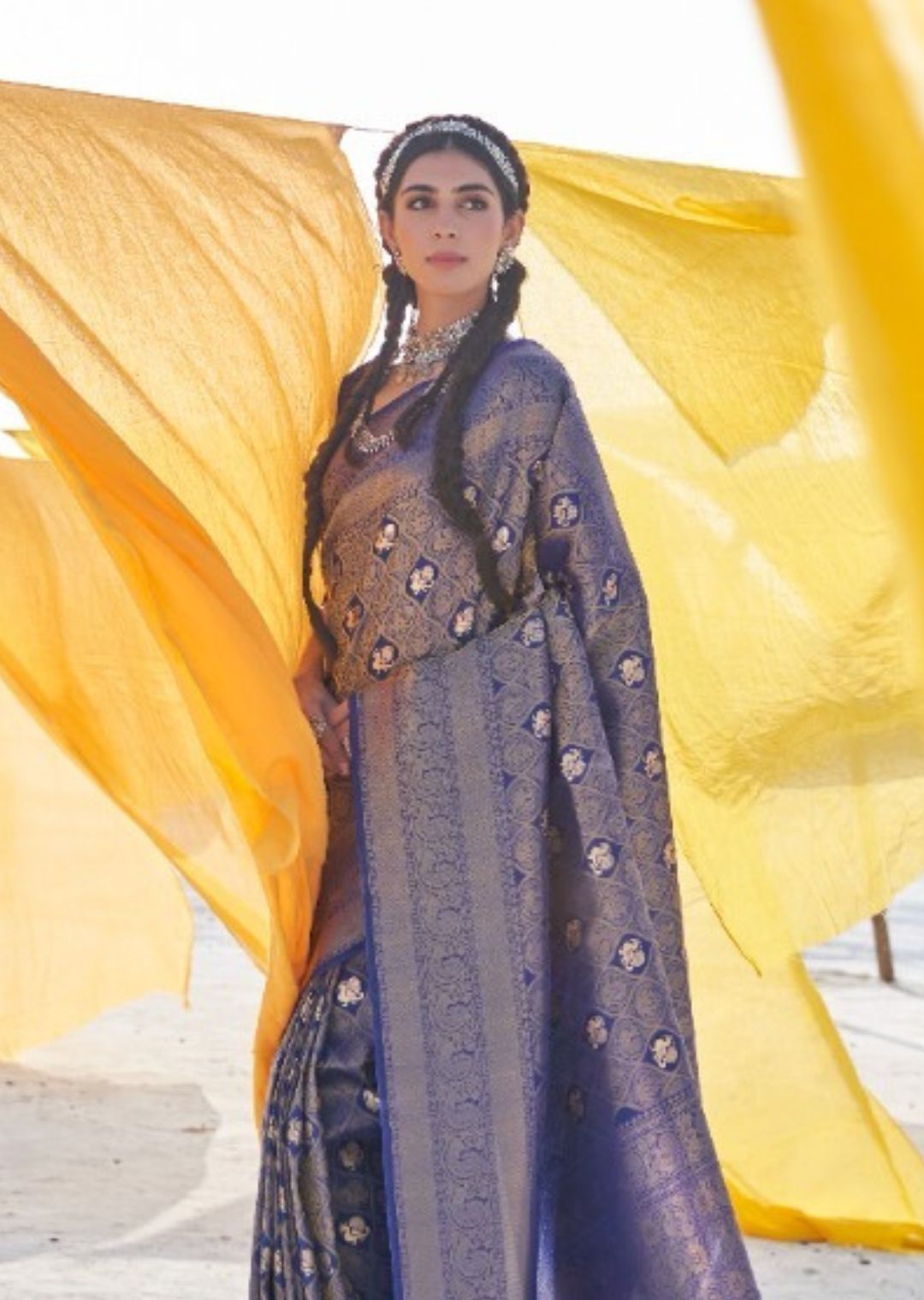 Royal Blue Hand Woven Kanjivaram Silk Saree