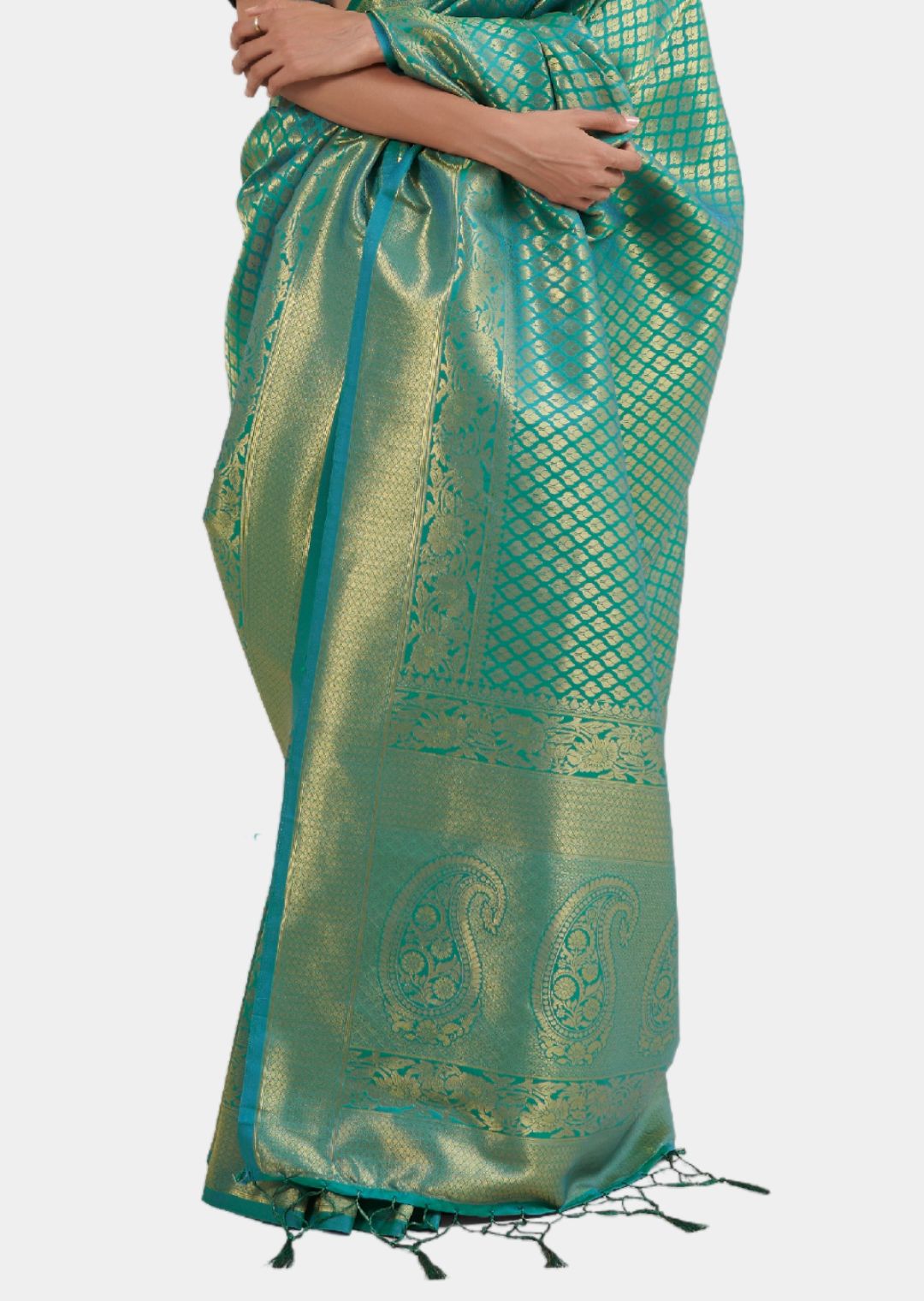 Peacock Green Hand Woven Kanjivaram Silk Saree