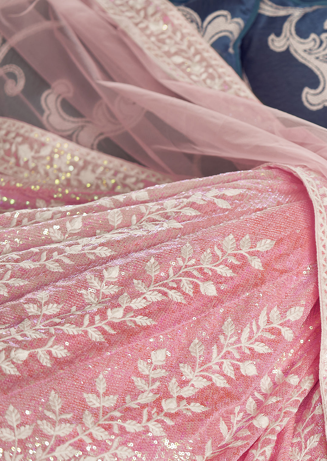 PINK HEAVY EMBROIDERED DESIGNER LEHENGA