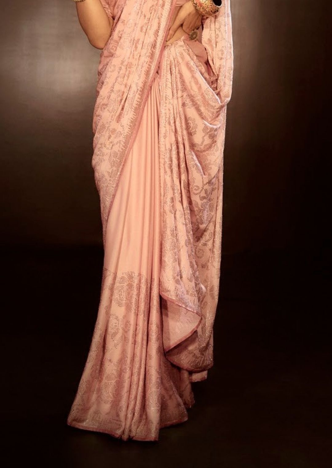 Peach Woven Exclusive Designer Saree With Swarovski Work