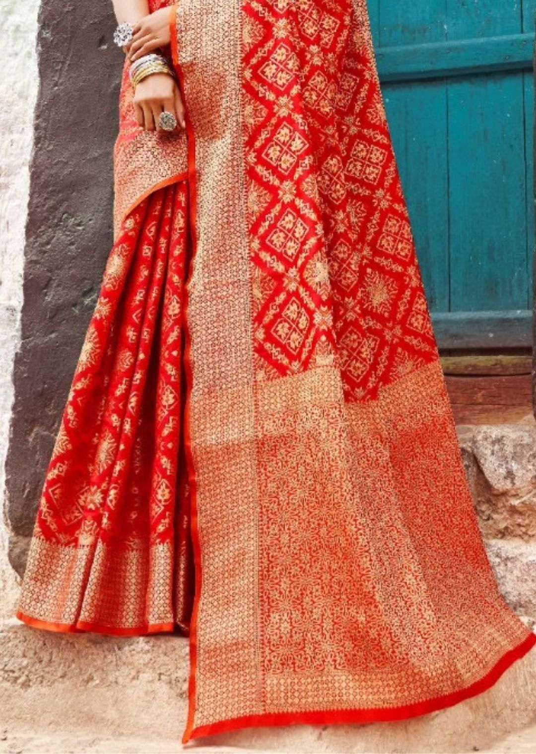 Red Woven Traditional Patola Silk Saree