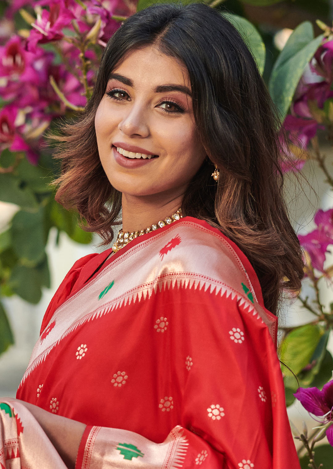 RED ZARI WOVEN TRADITIONAL PAITHANI SILK SAREE