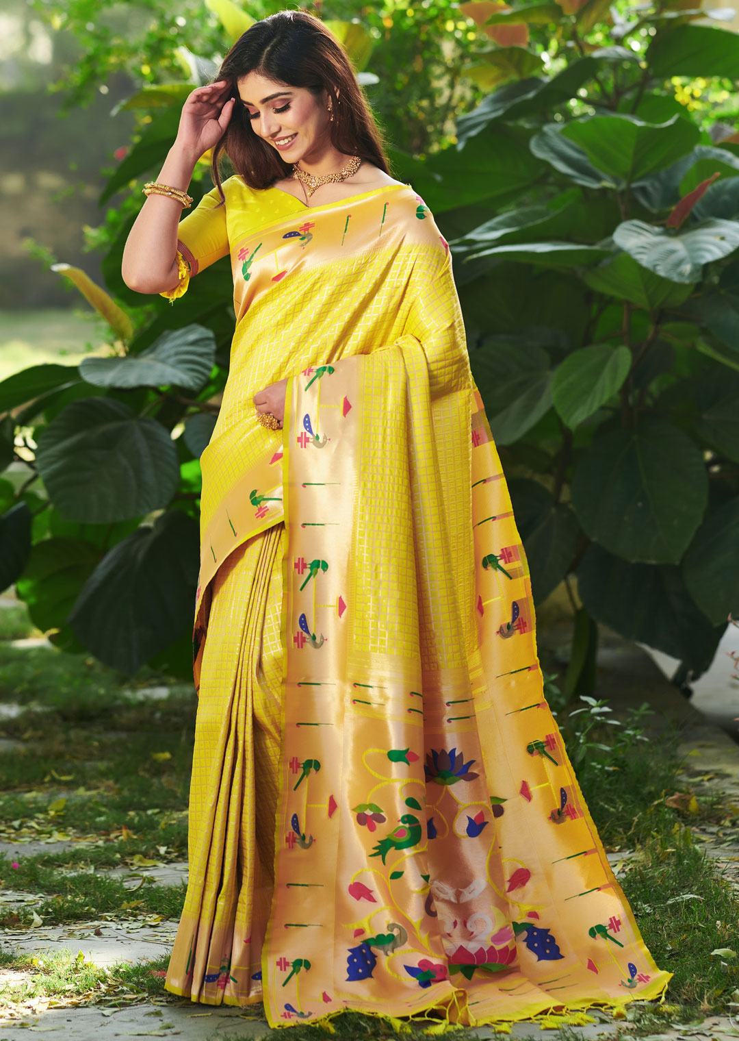 Yellow Silk Paithani Saree 214707