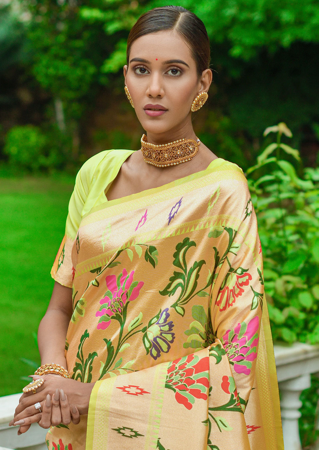 LIME GREEN ZARI WOVEN TRADITIONAL PAITHANI SILK SAREE