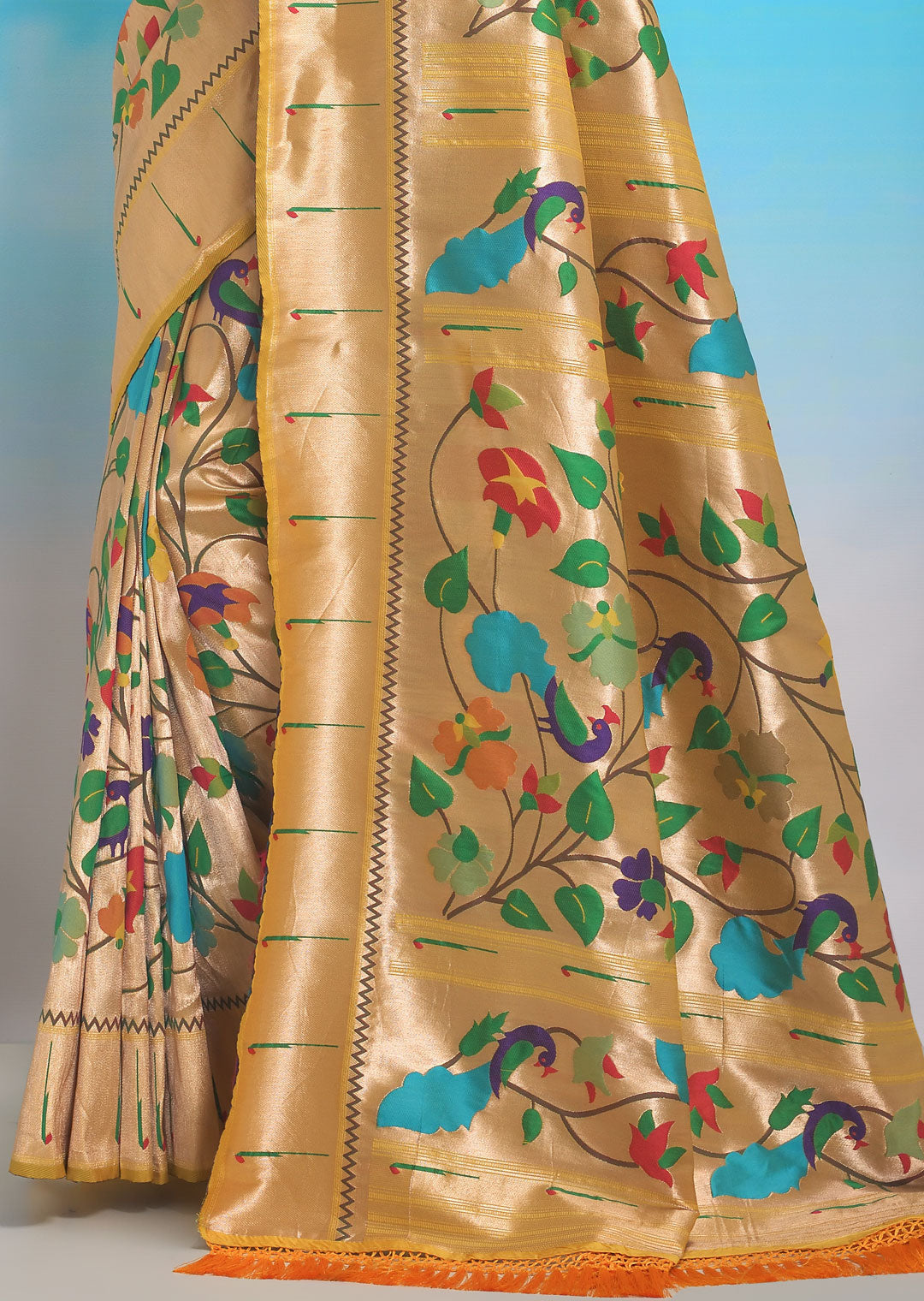 ROYAL YELLOW ZARI WOVEN TRADITIONAL PAITHANI SILK SAREE