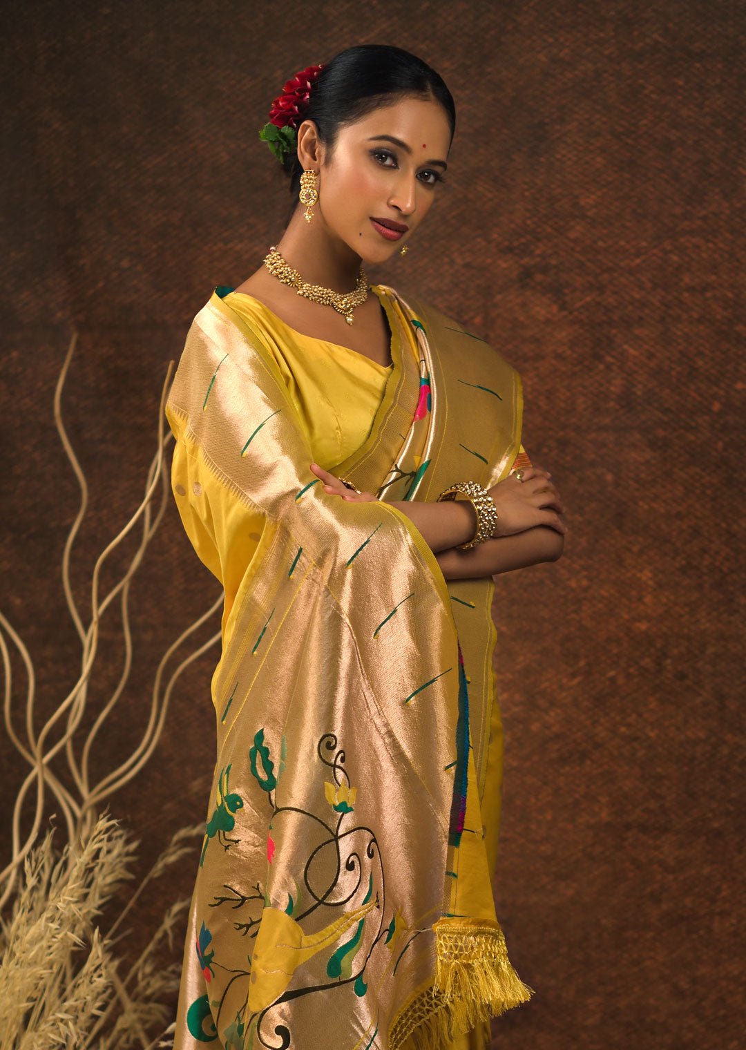 ROYAL YELLOW ZARI WOVEN TRADITIONAL PAITHANI SILK SAREE