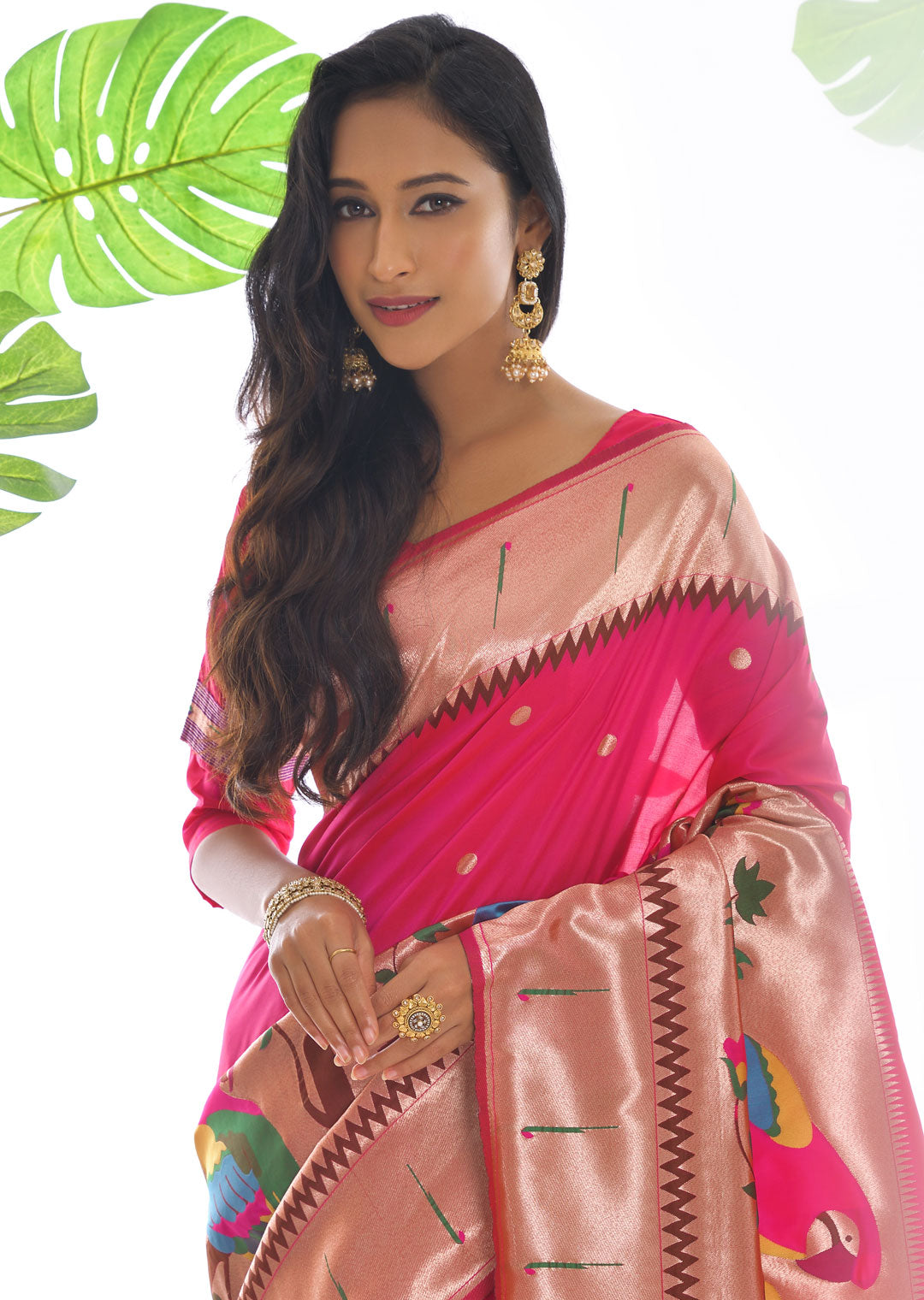 RUBY PINK ZARI WOVEN TRADITIONAL PAITHANI SILK SAREE