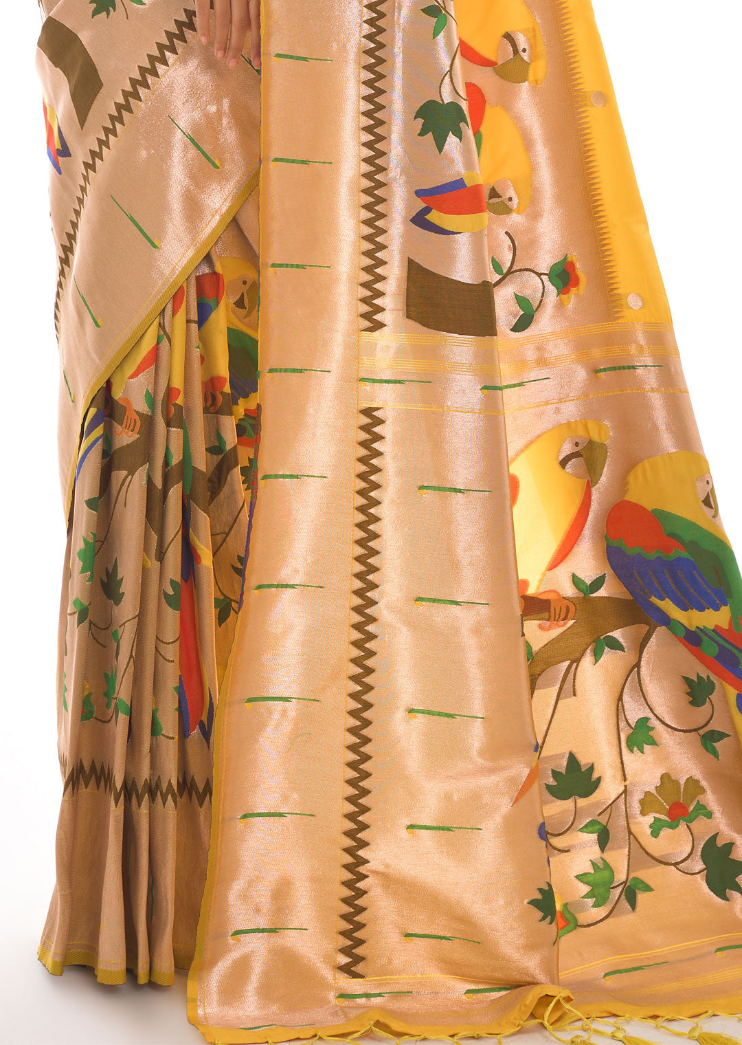 ROYAL YELLOW ZARI WOVEN TRADITIONAL PAITHANI SILK SAREE