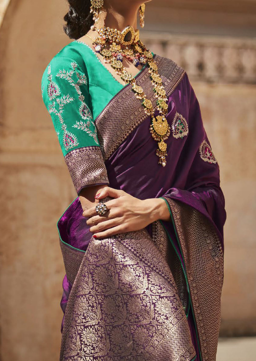 Hand Embroidered Purple Saree & Blouse - SA00988 – SONAL & PANKAJ